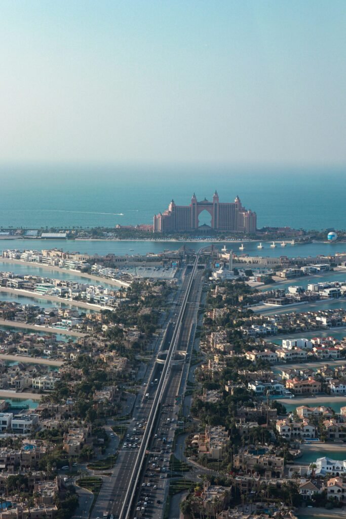Palm Jumeirah havadan görünüm Dubai