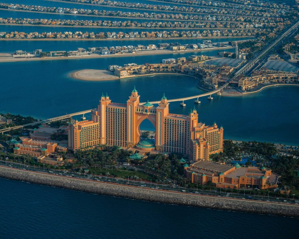 Palm Jumeirah havadan görünüm Dubai